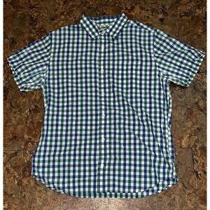 Banana Republic Soft Wash Button Down Shirt Men’s Size Medium Green Blue Plaid